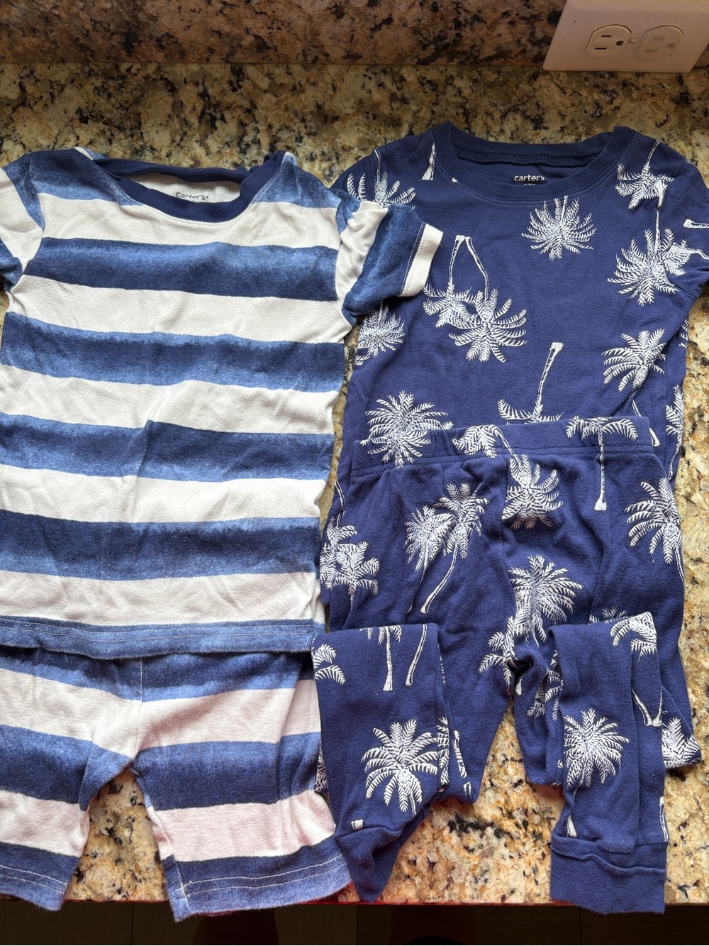 Carter's Navy Palm & Blue Stripe Kids Pajama Set - set of 2!